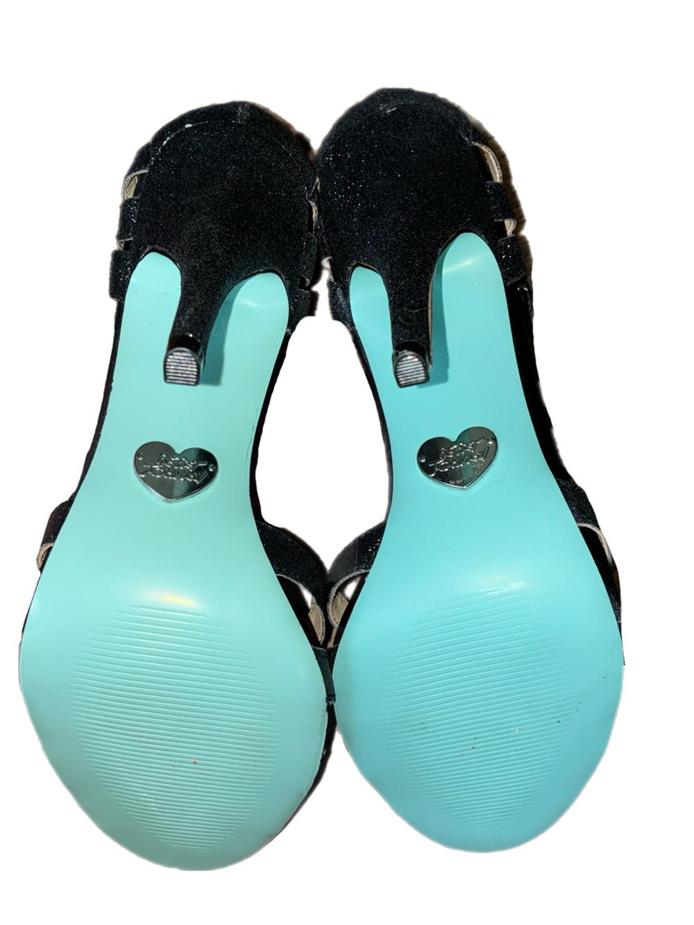 Betsey Johnson SB-Tee Black Glitter Buckle T-Strap Heels Pinup Glam Rockabilly - Picture 6 of 7